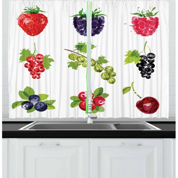 East Urban Home Fruit 2 Piece Kitchen Curtain Set | Wayfair